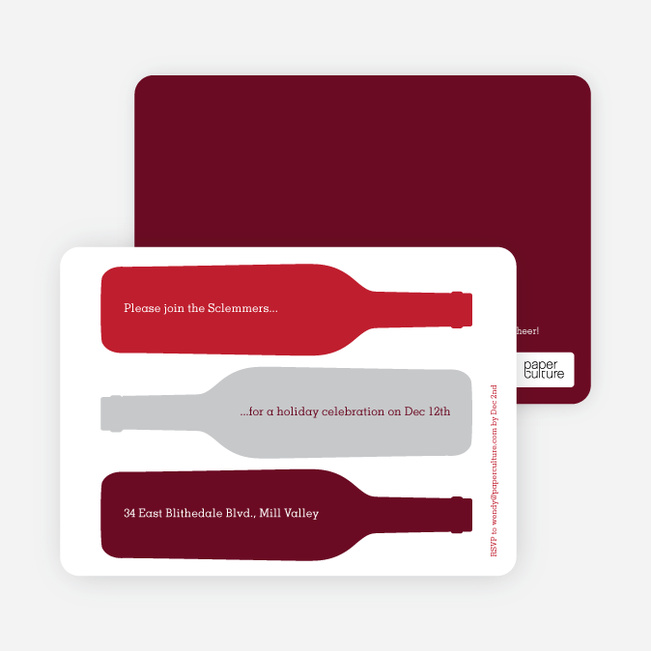 Holiday Wine Party Invitations - Maroon