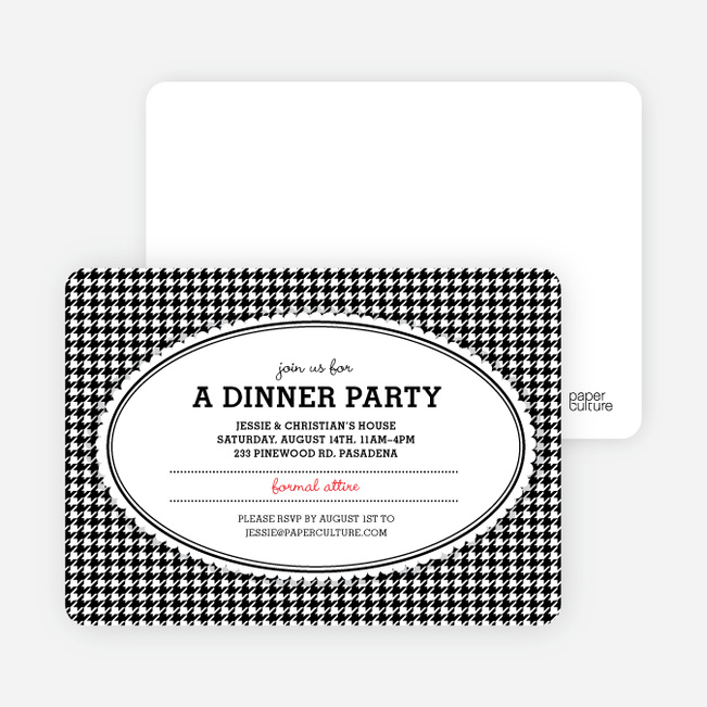 Houndstooth Party Invitations - Black