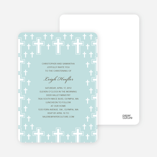 Light of the Cross Baptism and Christening Invitations - Blue Green
