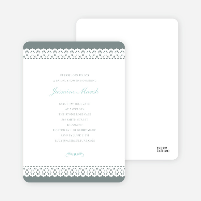 Lovely Lace Bridal Shower Invitations - Silver Silk
