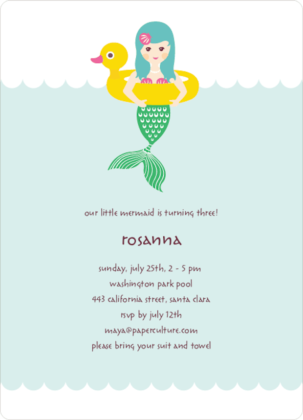 The Little Mermaid Birthday Invitation - Front
