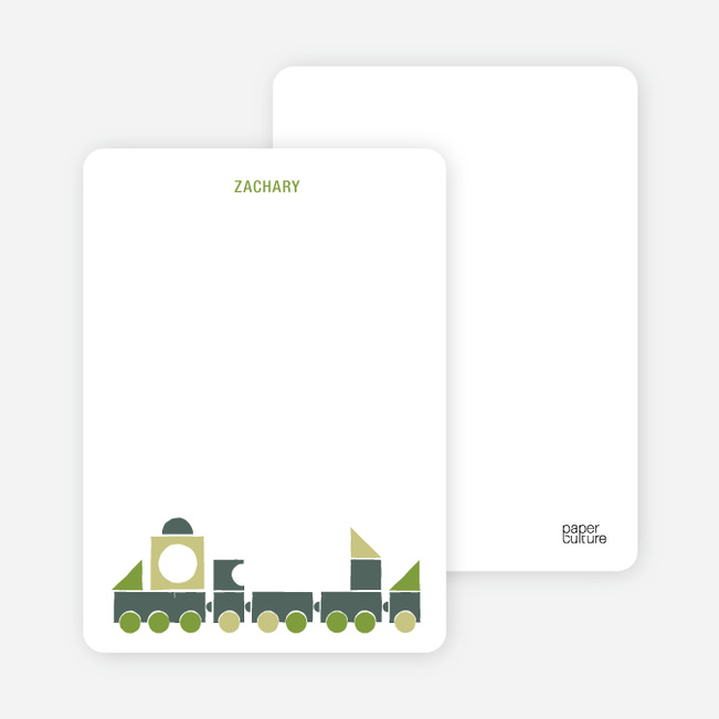 Notecards for the ‘Choo Choo Train Arrival’ cards. - Olive Green