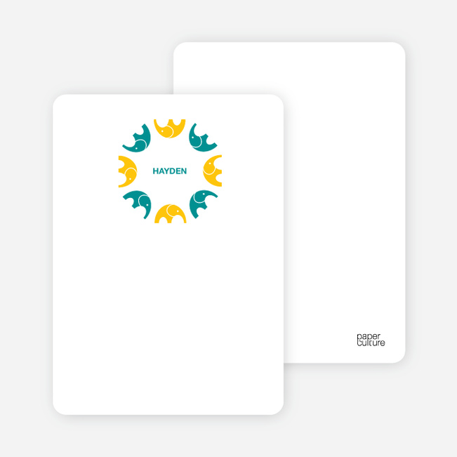 Personal Stationery for Elephant Kaleidoscope Modern Birthday Invitation - Sunflower