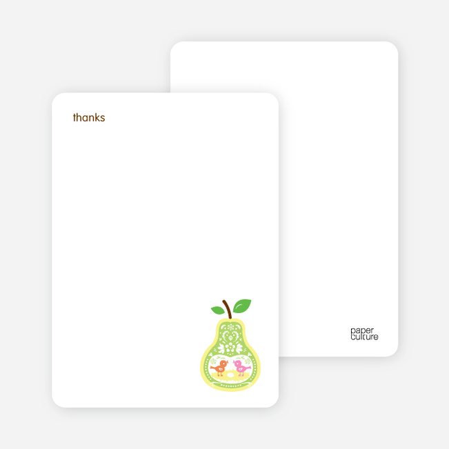 Personal Stationery for Pear Birds Modern Birthday Invitation - Light Green