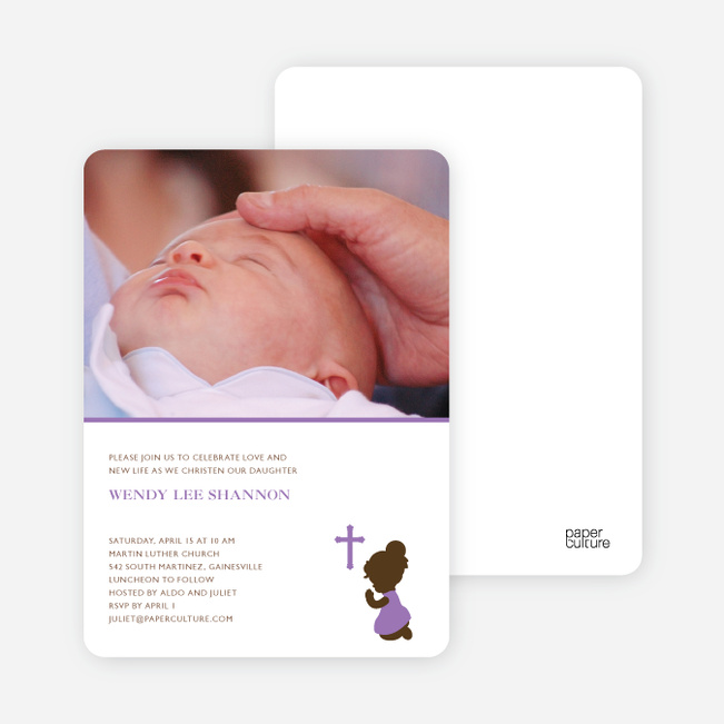 Prayers Answered Photo Baptism Card - Purple
