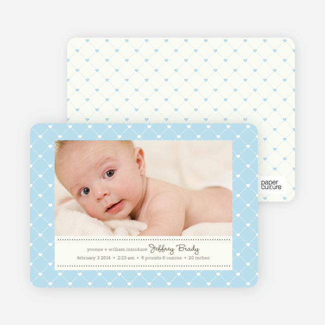 Quilted Love Birth Announcements - Baby Blue