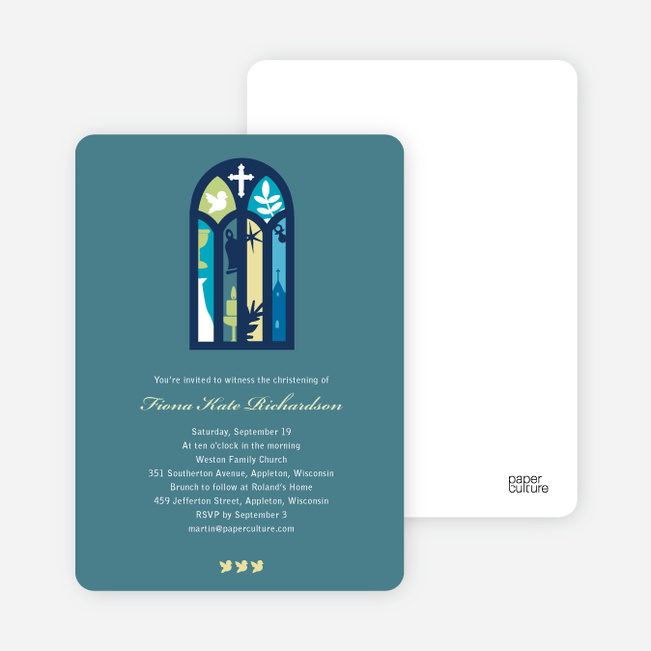 Stained Glass Christening Card - Blue