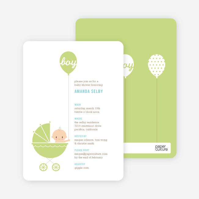 Stroller Peek-A-Boo Baby Shower Invitations - Lettuce