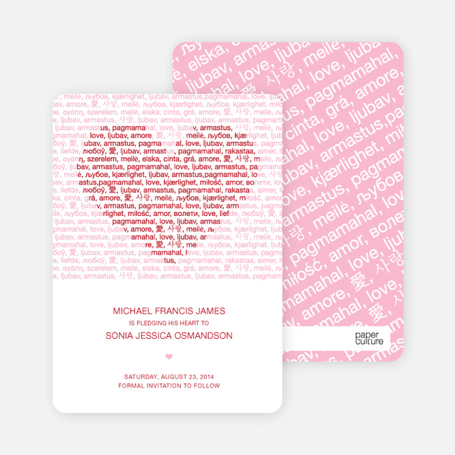 Words of Love Save the Date Cards - Berry Punch
