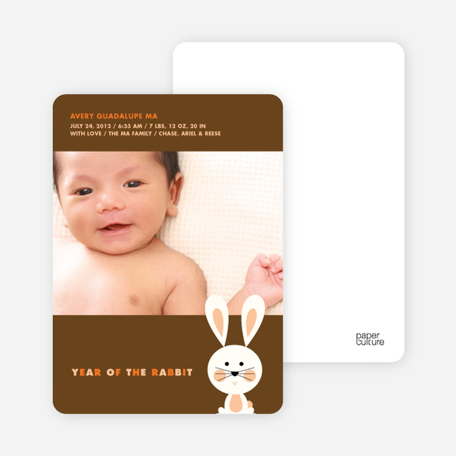 Year of the Rabbit Birth Announcements - Chocolate Fountain