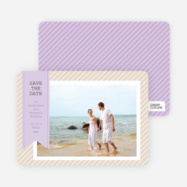 Photo Label Save the Date Cards - Purple