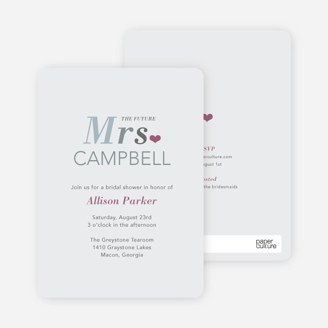 The Future Mrs. Bridal Shower Invitations - Grey