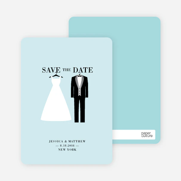 Wedding Dress and Tuxedo Save the Date Cards | Paper Culture Wedding Dress and Tuxedo Save the Date Cards | Paper Culture