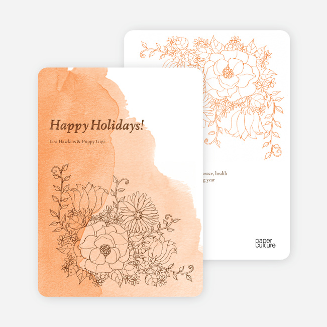Floral Elegance Holiday Greetings - Peach