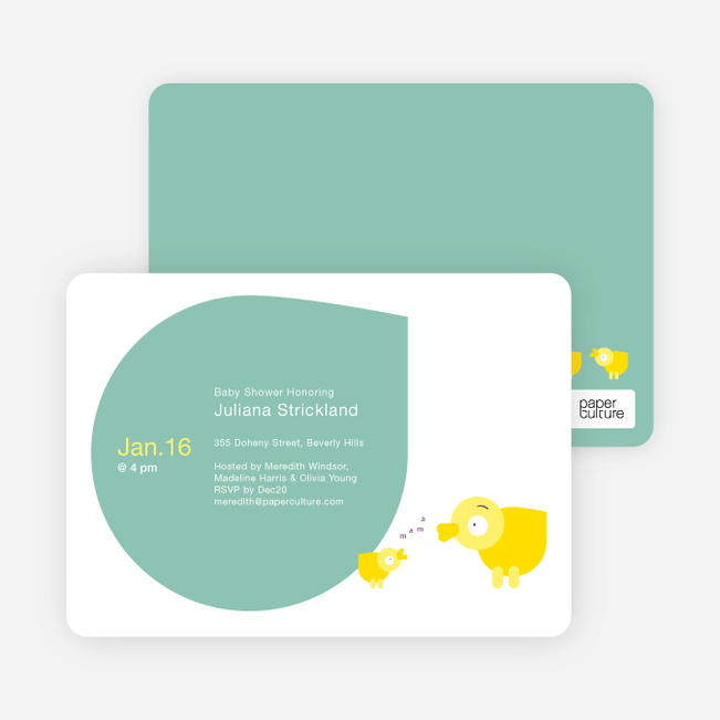 Momma and Baby Duck Baby Shower Invitations - Turquoise