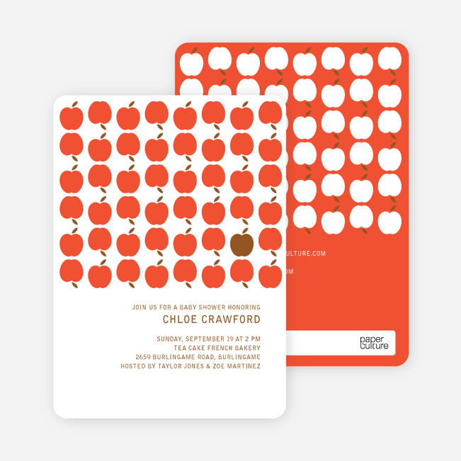 Organic Baby Shower Announcement - Creamy Red