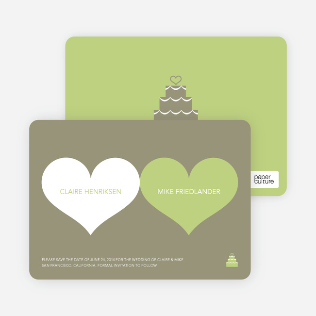 Two Hearts Save the Date Cards - Bamboo