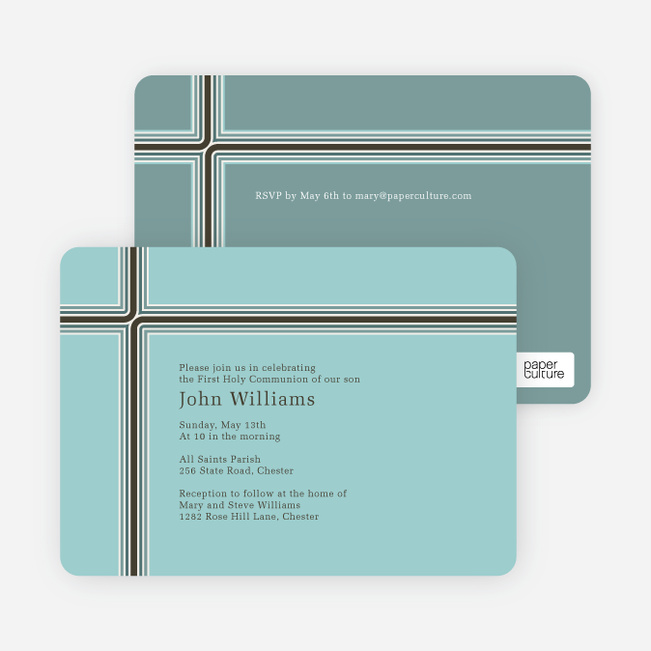 Holy Communion Invitations: The Cross and the Path - Blue