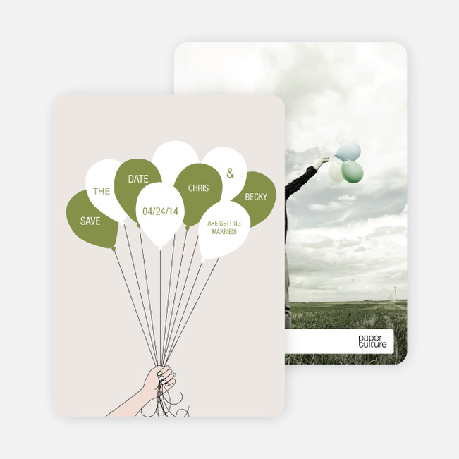 Fun Balloon Themed Save the Date Cards - Gray