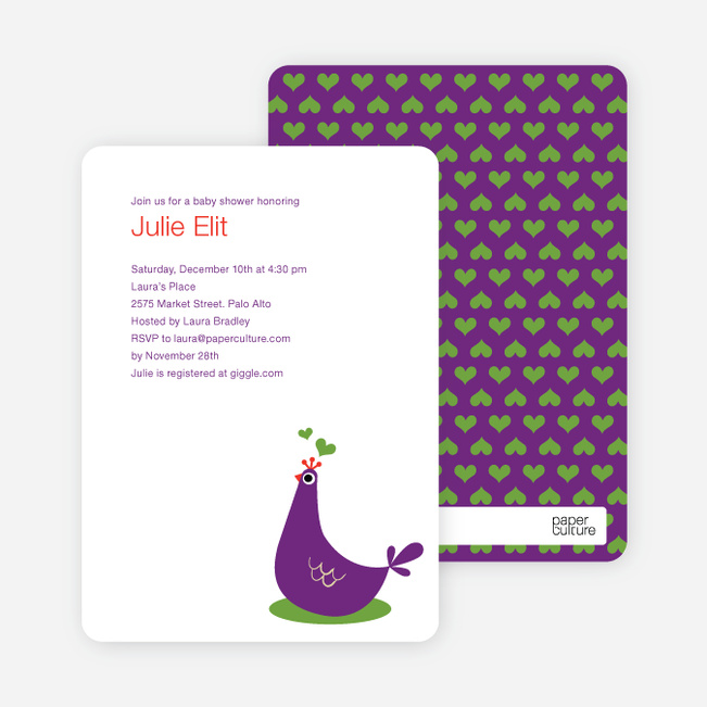 Mother Pheasant Baby Shower Invitation - Violet