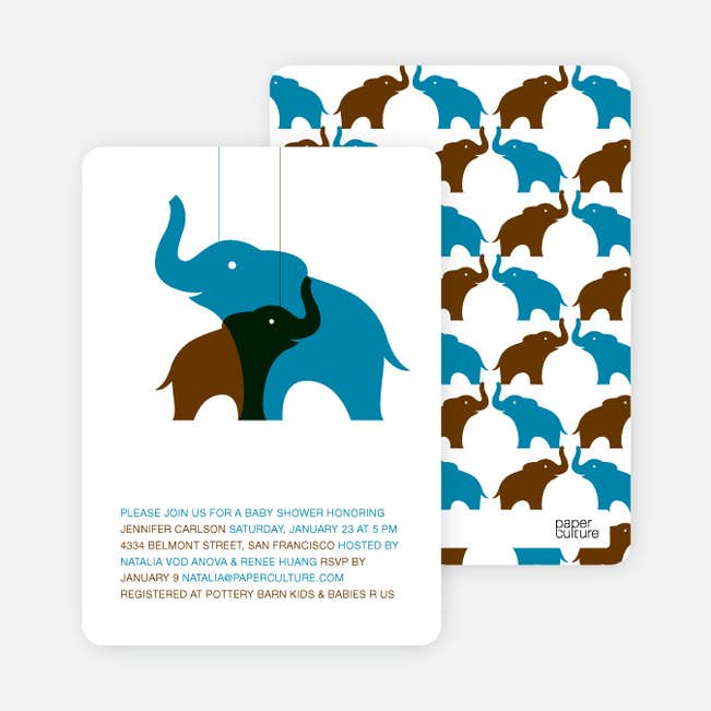 Momma And Baby Elephant Baby Shower Invitation Paper Culture Momma And Baby Elephant Baby Shower Invitation Paper Culture