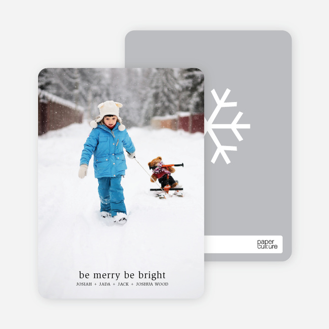 be merry, be bright – text and photo card - White
