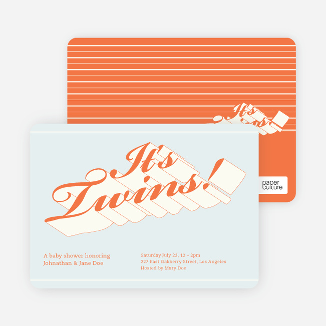 Chic 3D Graffiti Baby Shower Invitations - Blue Silver