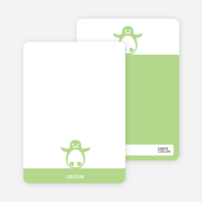 Personal Stationery for Penguin 1st Birthday Photo Invitation - Pistachio