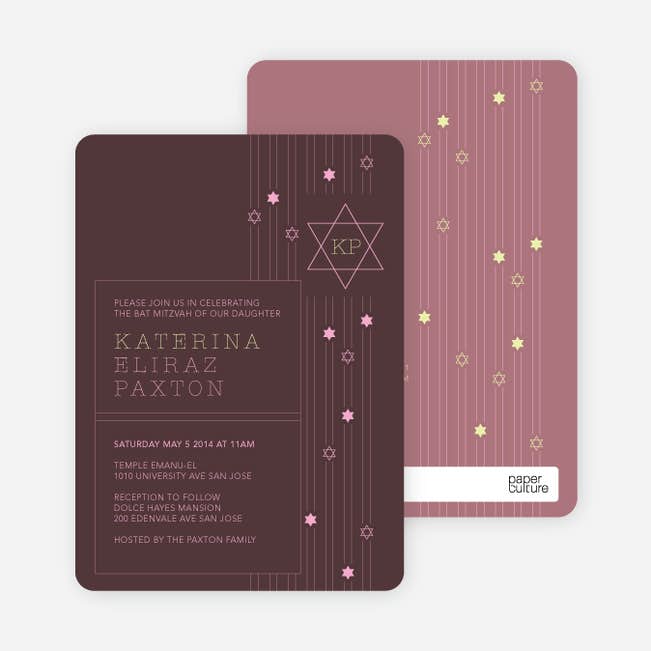 star of david bar and bat mitzvah invitations paper culture