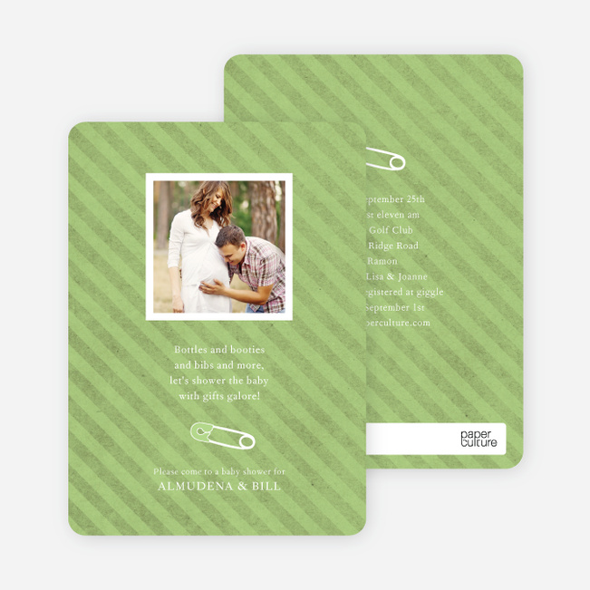 Baby Pin Shower Invitation - Celery