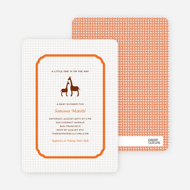 Classic Giraffe Baby Shower Invitation Paper Culture Classic Giraffe Baby Shower Invitation Paper Culture