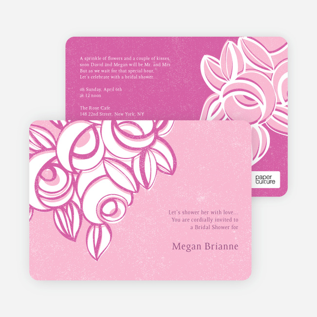 Vintage Flower Bouquet Bridal Shower Invitations - Pink