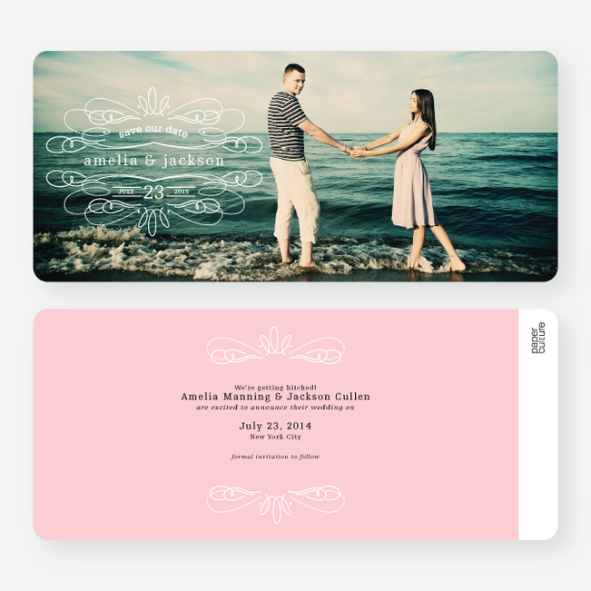 Flourish Save the Date Cards - Pink