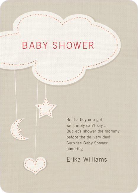 Handcrafted Mobile Baby Shower Invitations - Beige