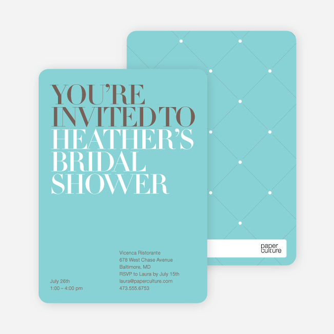 bold letters bridal shower invitations