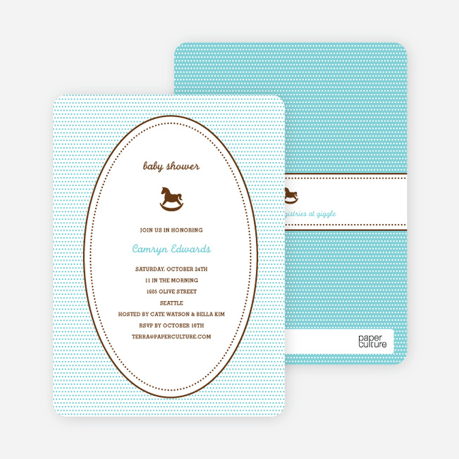Classic Rocking Horse Baby Shower Invitation - Aquamarine