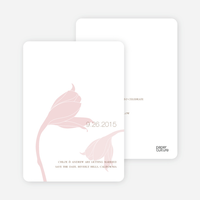 Floral Themed Modern Save the Date Cards - Dusty Rose