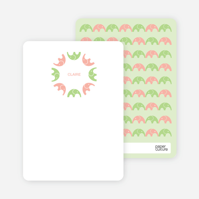 Personal Stationery for Simply Photos: Find the Elephant Modern Baby Announcement - Salmon