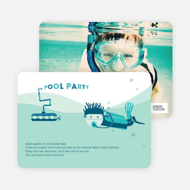 pool party swim birthday party invitations