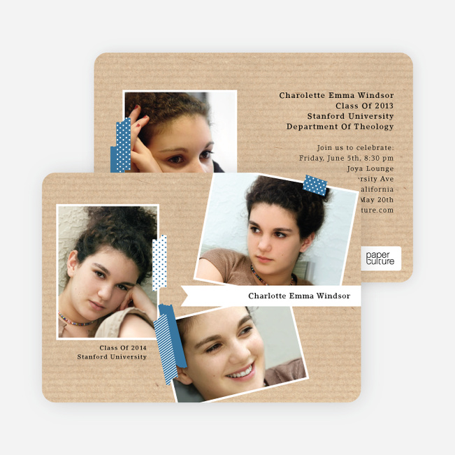 Professional Studio Multi Photo Graduation Cards - Blue