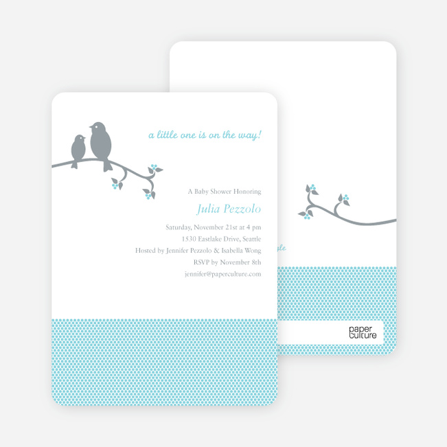 Classic Bird Baby Shower Invitation - Aqua