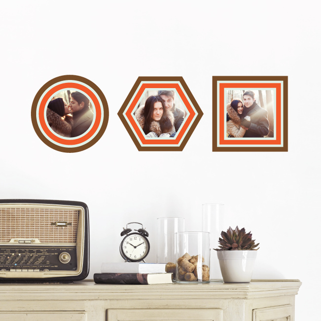 Circle, Hexagon and Square, Modern Stripe Photo Frame Decals