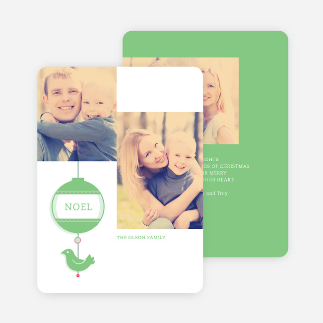 Bird of Joy Custom Holiday Cards - Green