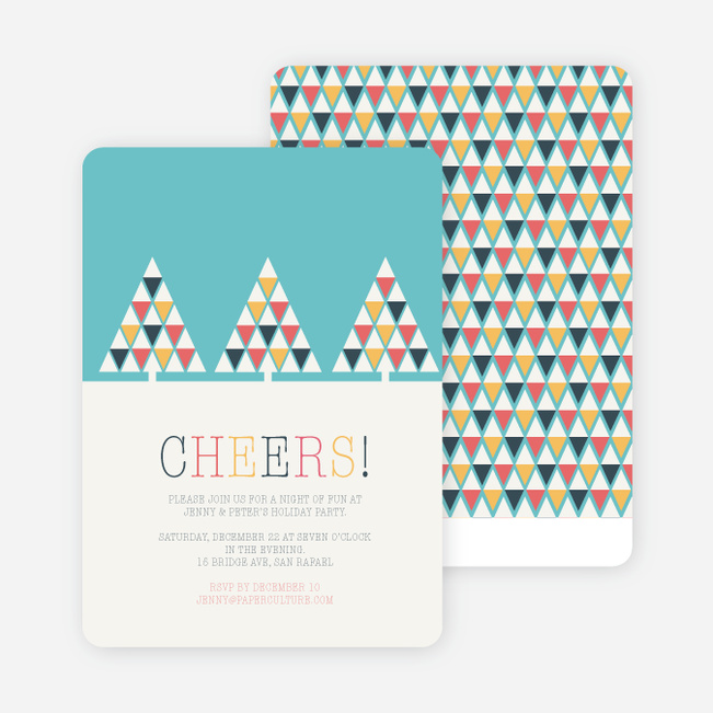 Geometric Trees Christmas Cards - Blue