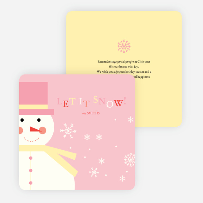 Let it Snowman Winter Holiday Cards - Pink