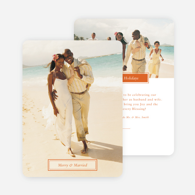 Merry & Married Holiday Cards for Newlyweds - Orange