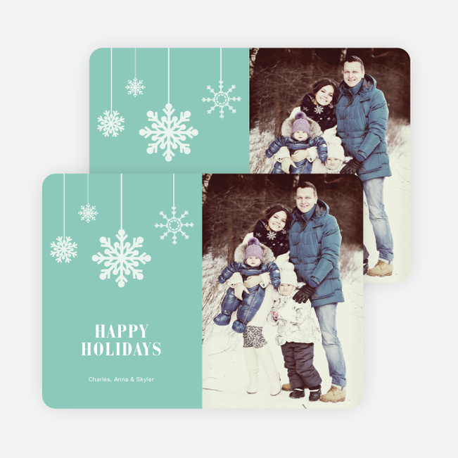 Snowflake Ornaments Holiday Cards - Green