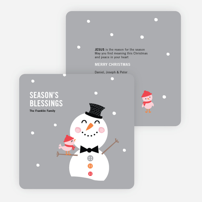 Snowman Celebrating Season’s Blessings - Gray