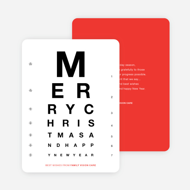 Happy Holidays Corporate Eye Chart Cards - Red