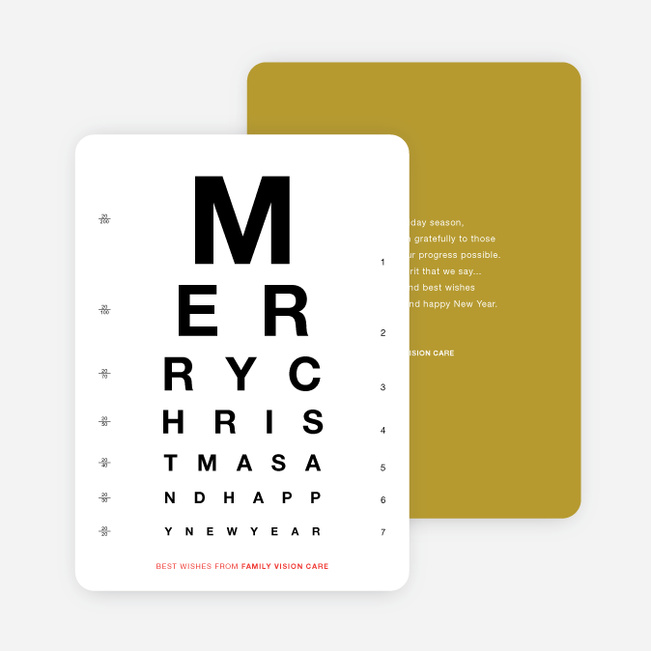 Happy Holidays Corporate Eye Chart Cards - Yellow
